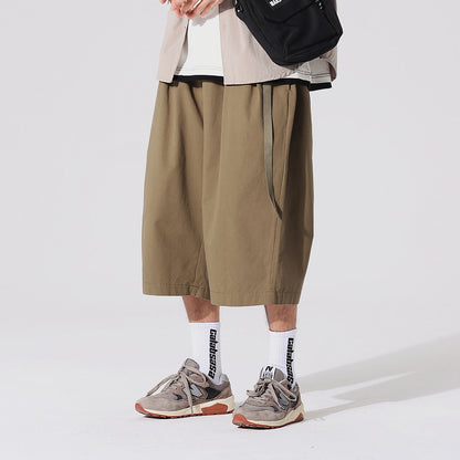 Unisex Shorts Retro Cropped Pants Loose Casual