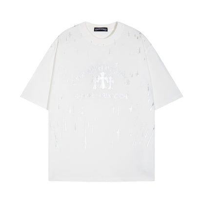 CHH Chrome Heart T Shirts Versatile Casual Loose Print Embroidery T-Shirt Sleeves