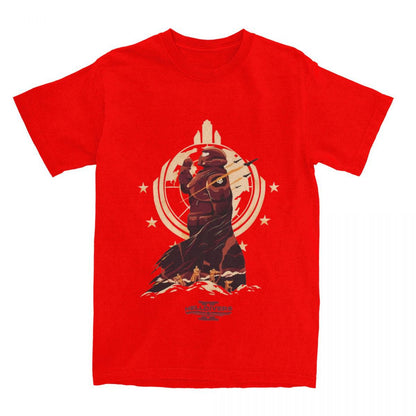 Helldivers 2 Game Malevelon Creek T Shirts Men's Cotton Vint