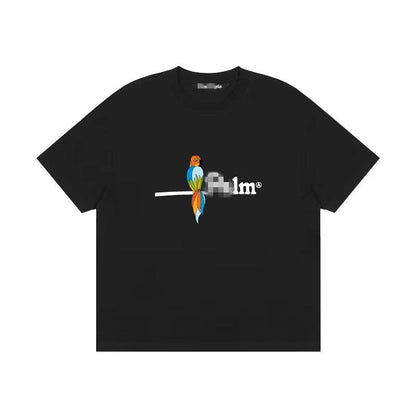 Palm Angle T Shirts Parrot Letter Print Couple High Street Loose Half Sleeve