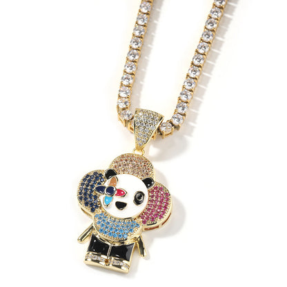 Jewelry Donkey Flower Pendant Shine Micro Zircon Male Female Animal Spectrum Far East