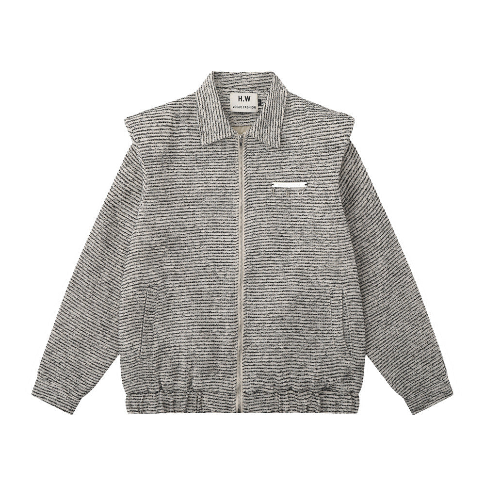 Men Jacket Coat Vintage Weave Padded Shoulder Coat Loose Lapels Jacket Autumn and Winter