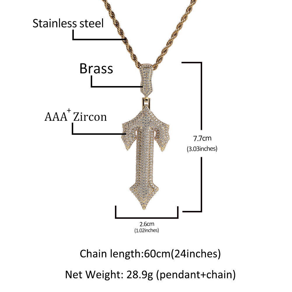 Jewelry Copper Zircon Cross Pendant Hip Hop Egypt Pieces Jesus Pieces Dog Tags