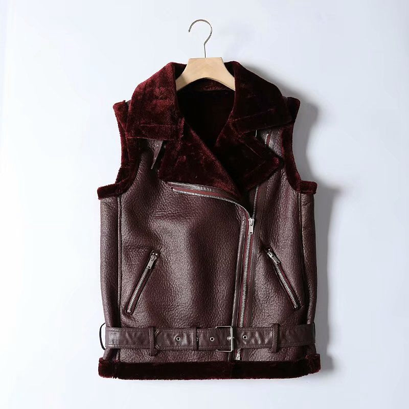 Women Cotton Coat Fashion Polo Collar Loose-Fitting Waistcoat
