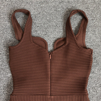 Women's Evening Dress Bandage One-Piece Dress Square Collar Sleeveless Sexy Slim Fit Camisole Gown