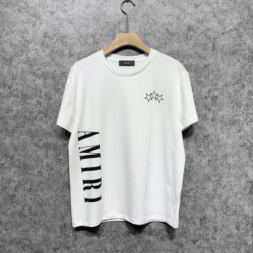 Amiri T Shirt Five-Star Letter Print Casual Hip Hop round Neck Short Sleeve T-shirt