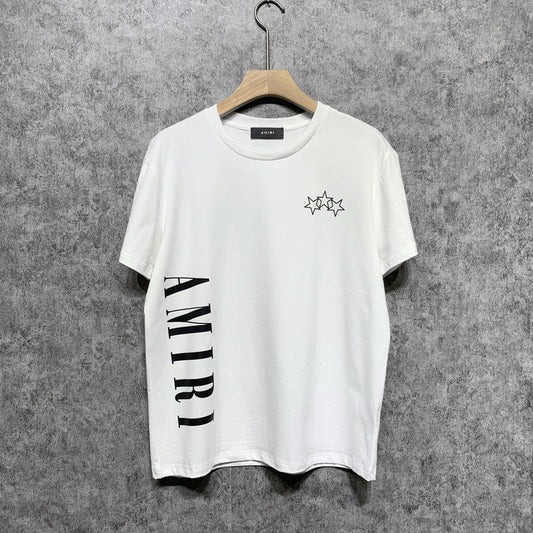 Amiri T Shirt Five-Star Letter Print Casual Hip Hop round Neck Short Sleeve T-shirt
