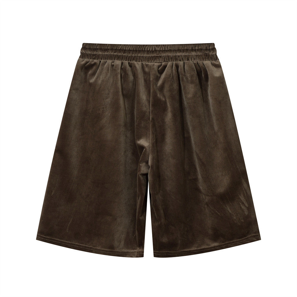 Men Shorts Casual Shorts Summer Elastic Waist Zipper Pocket Sports