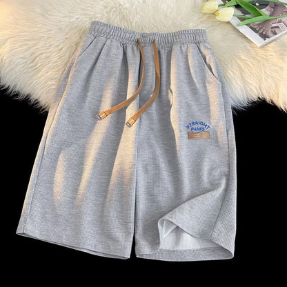 Men Beach Shorts Oversize Summer Loose Casual Waffle