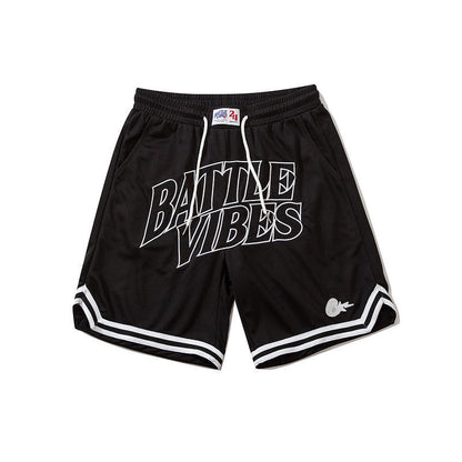 Men Shorts Retro Alphabet Embroidered Basketball Shorts