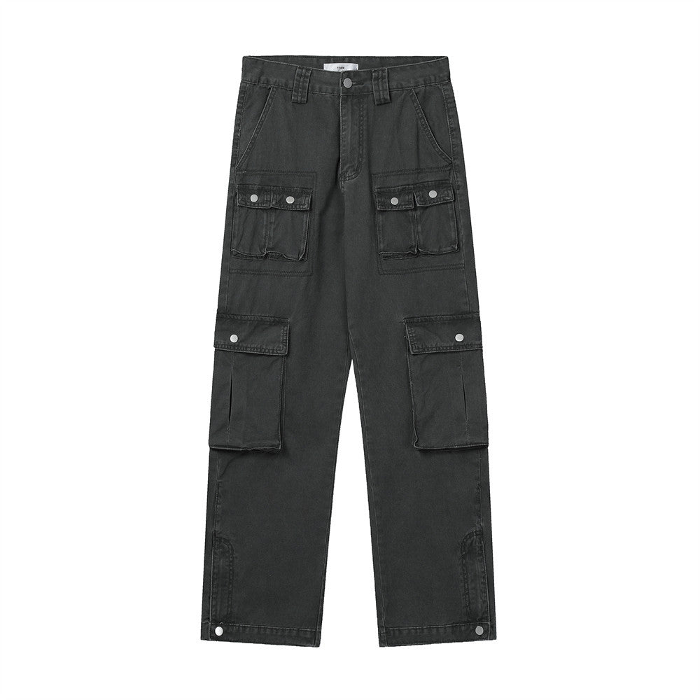 Men Jeans Multi-Pocket Workwear Slit