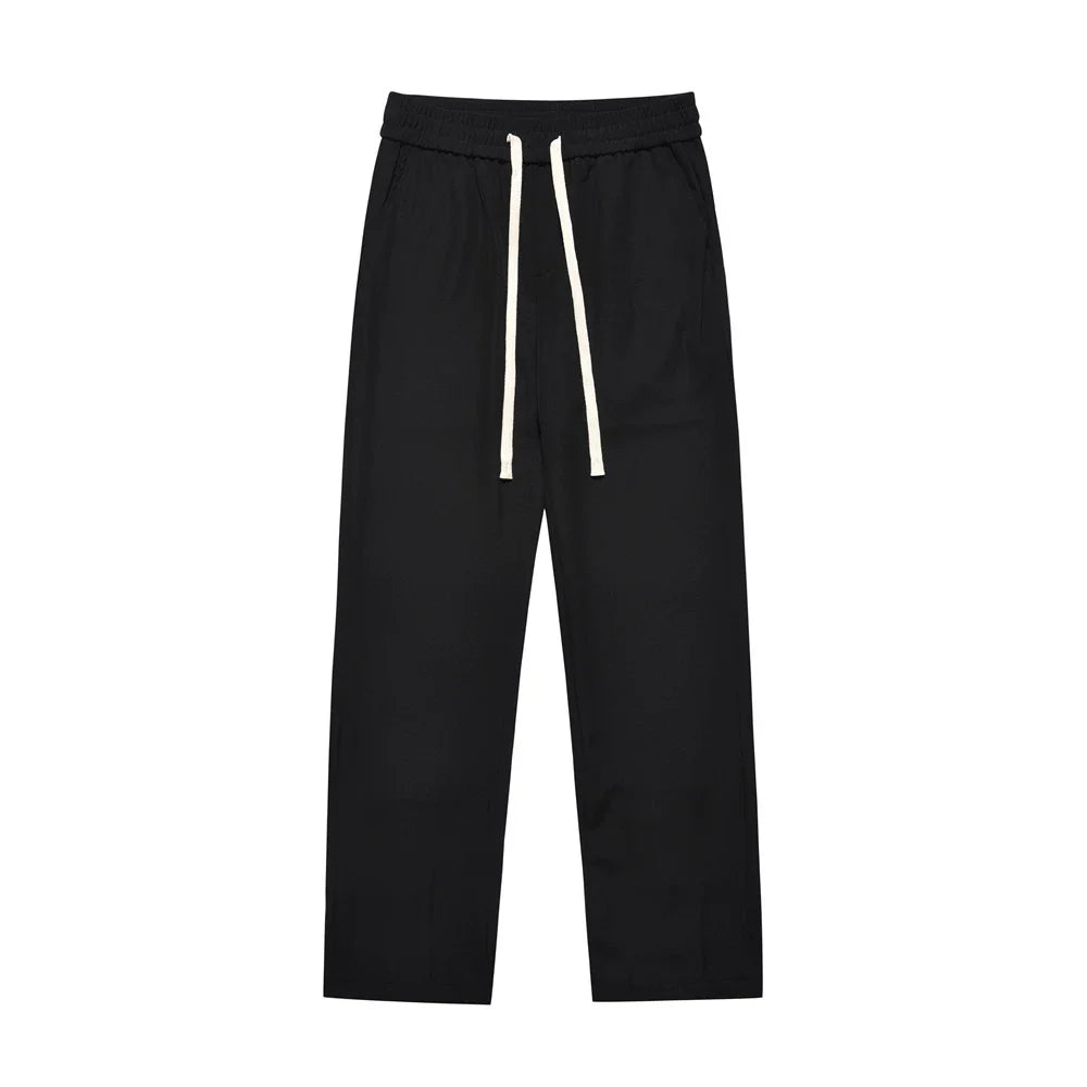 Men Sweatpants Casual Pants Men's Button Slit Loose Simple Straight Trousers