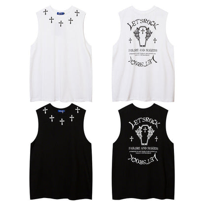 Men Vest Printed Sports Vest Loose Sleeveless T-shirt