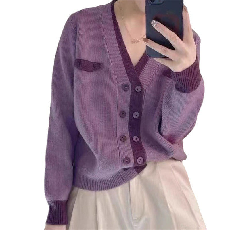 Women Knitted Cardigan Autumn and Winter Knitted Sweater Loose Long Sleeve Jacket