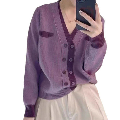Women Knitted Cardigan Autumn and Winter Knitted Sweater Loose Long Sleeve Jacket
