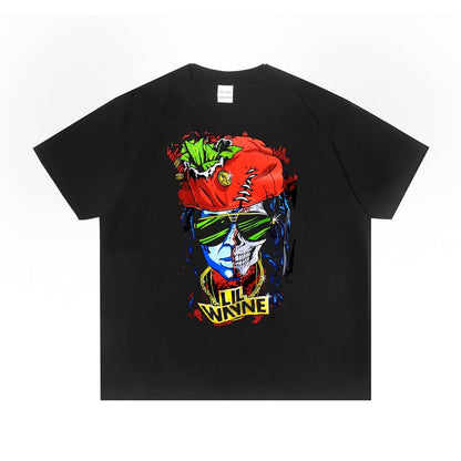 Rock Star T Shirt Singer Lil Wayne Printed T-shirt Short Sleeve round Neck Loose Cotton Fashion Brand