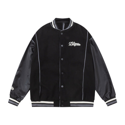 Men Jacket Coat Baseball Uniform Men's Ins Embroidered Pu Stitching Jacket Jacket