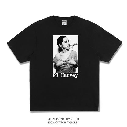 Rock Star T Shirt P J Harvey Female Singer Fashion Brand Printing T-shirt Short Sleeve Cotton