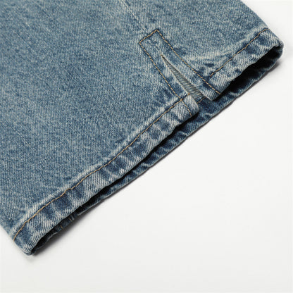 Men Jeans Solid Color Loose Distressed Wide Leg Leisure