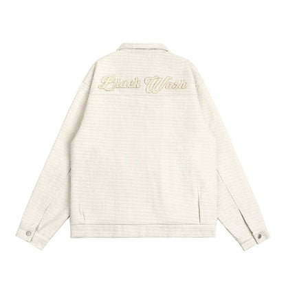 Men Jacket Coat Spring and Autumn Baggy Coat Men's Line Embroidery Jacket