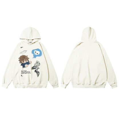 Men Hoodie Foam Printed Hooded Sweater Men and Women Loose Couple Casual Pullover