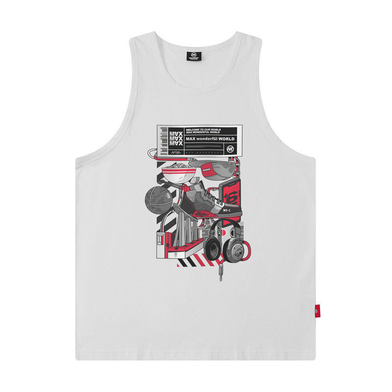 Men Vest Loose Summer Oversize Sports Sleeveless T-shirt Men