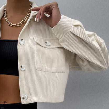 Women Trench Coat Corduroy Jacket Autumn Winter Retro
