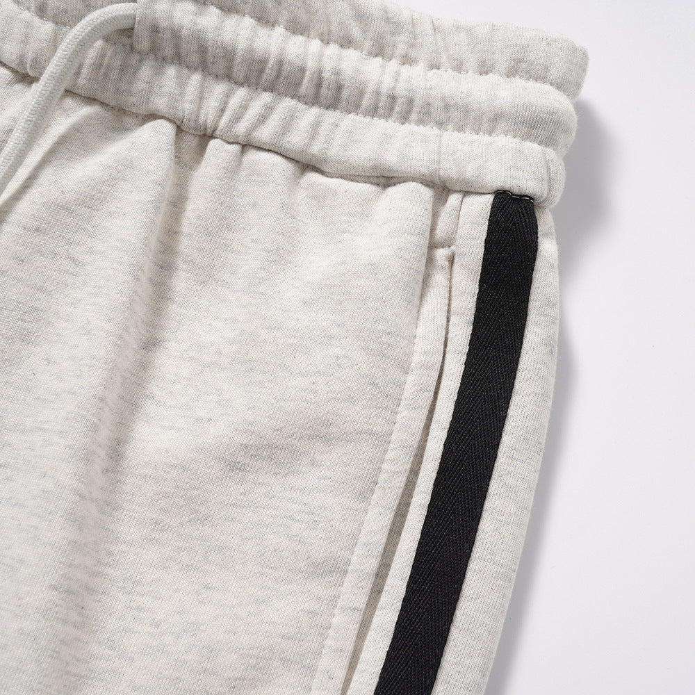 Men Sweatpants Sports Casual Pants Side Striped Stitching Elastic Waist Straight Sweatpants Loose Trousers