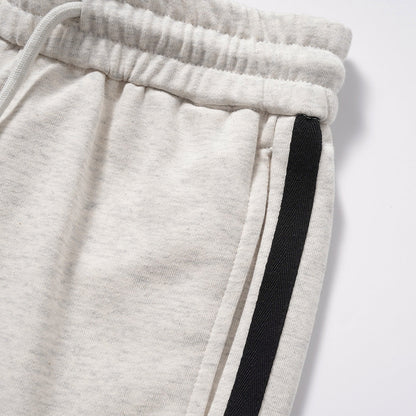 Men Sweatpants Sports Casual Pants Side Striped Stitching Elastic Waist Straight Sweatpants Loose Trousers