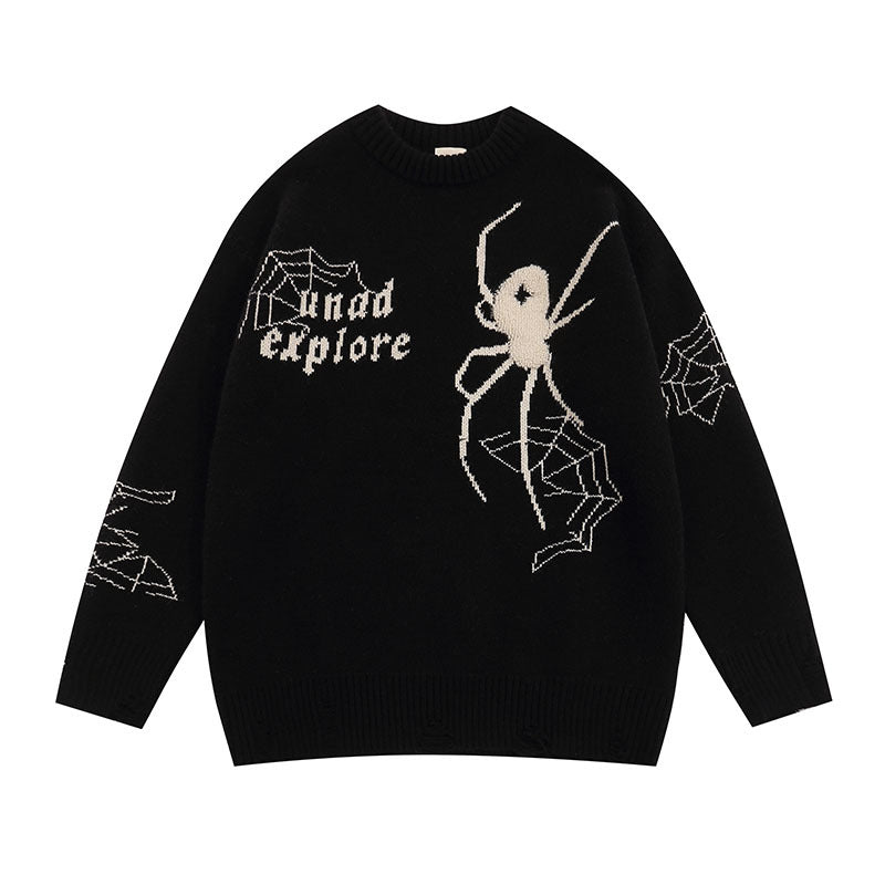 Women Sweater Spider Jacquard Knitted Sweater Versatile