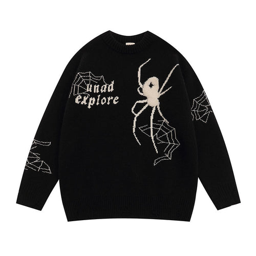 Women Sweater Spider Jacquard Knitted Sweater Versatile
