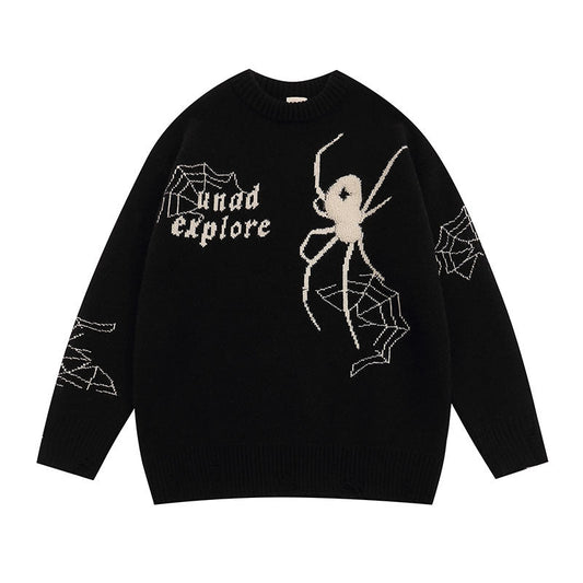 Women Sweater Spider Jacquard Knitted Sweater Versatile