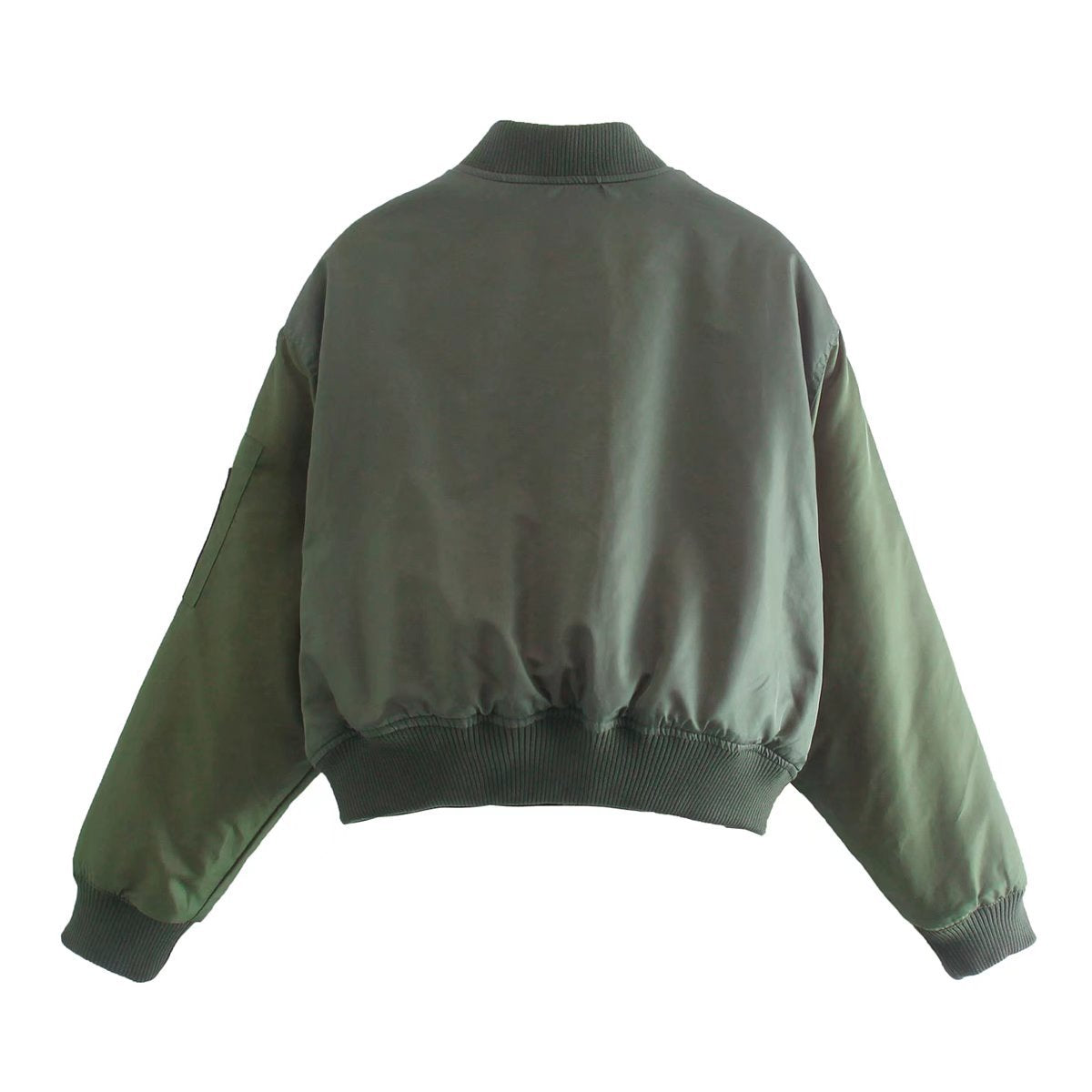 Women Cotton Coat Stand-up Collar Slim Fit Zipper Cardigan Jacket