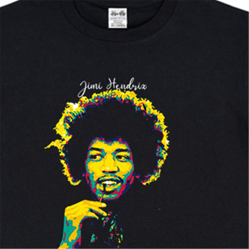 Rock Star T Shirt Johnny Allen Hendrix Jimi Rock T-shirt Short Sleeve Loose Personality
