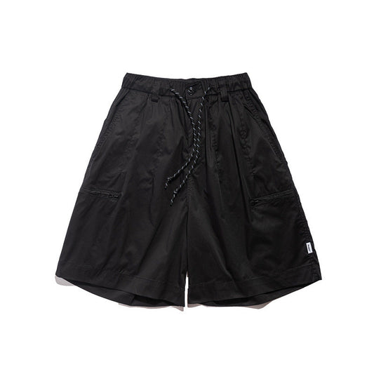 Men Shorts Retro Loose Straight Wide-Leg Pants Casual Multi-Pocket Workwear Shorts