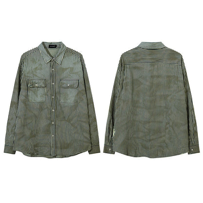 Unisex Vintage Shirt Vintage Striped Shirt Jacket Men