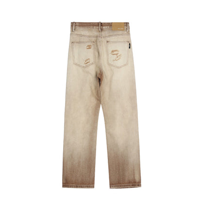 Men Jeans Ripped Distressed Trendy Loose
