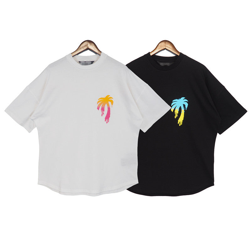 Palm Angle T Shirts Colorful Logo Pattern Couple Half Sleeve Shirt