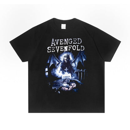 Rock Star T Shirt Avenged Sevenfold Band A7X Rock Print T-shirt Loose Short Sleeve