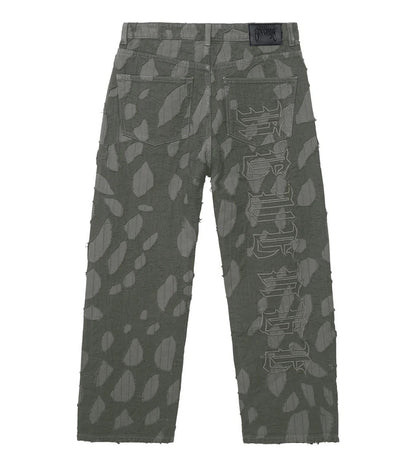Revenge Graffiti Distressed Boro Denim Pant Grey