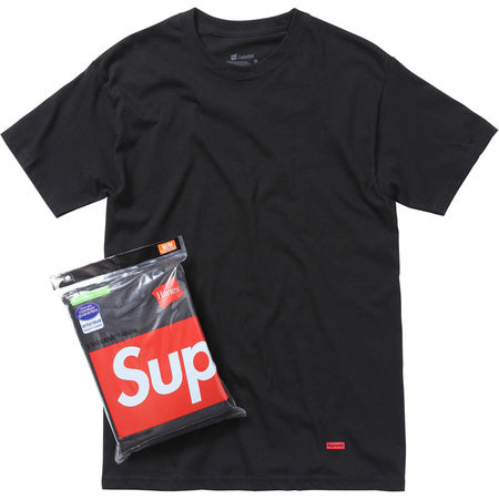 Supreme x Hanes Tagless Black Tees 3-Pack