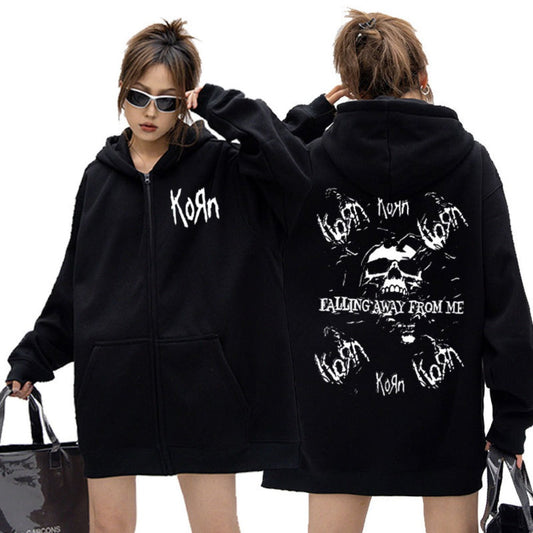 Rock Band Korn Falling Away From Me Print Zipper Hoodie Male
