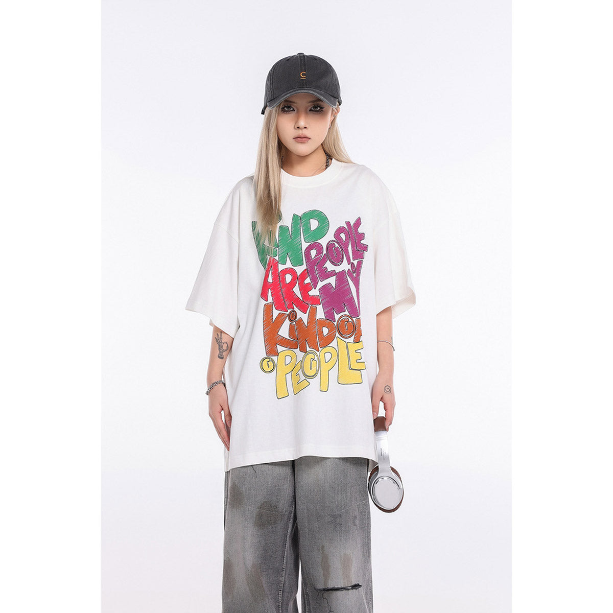 Unisex T-Shirts GALLERY DEPT Hand-painted Color Letter Print Loose T-shirt