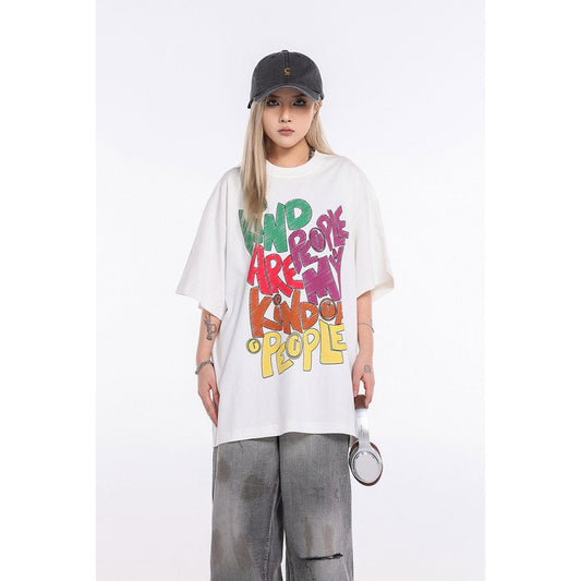 Unisex T-Shirts GALLERY DEPT Hand-painted Color Letter Print Loose T-shirt