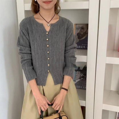 Women Knitted Pullover Autumn Slim-Fit Long-Sleeved Jacket
