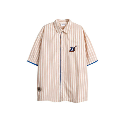Unisex Shirt Vintage Stripe Loose and Lazy Style