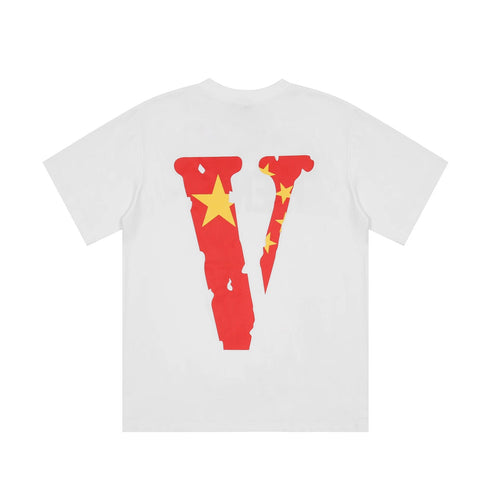 Vlone T Shirts the Five-Starred Red Flag Nurse Large V Printed Short Sleeve T-shirt Men and Women High Street Half Sleeve