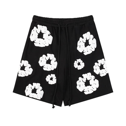 Denim Tears Outfit:T Shirt/Shorts (Separate Purchase Options) Puff Print Short Sleeve T-shirt Loose Couple Shorts Suit