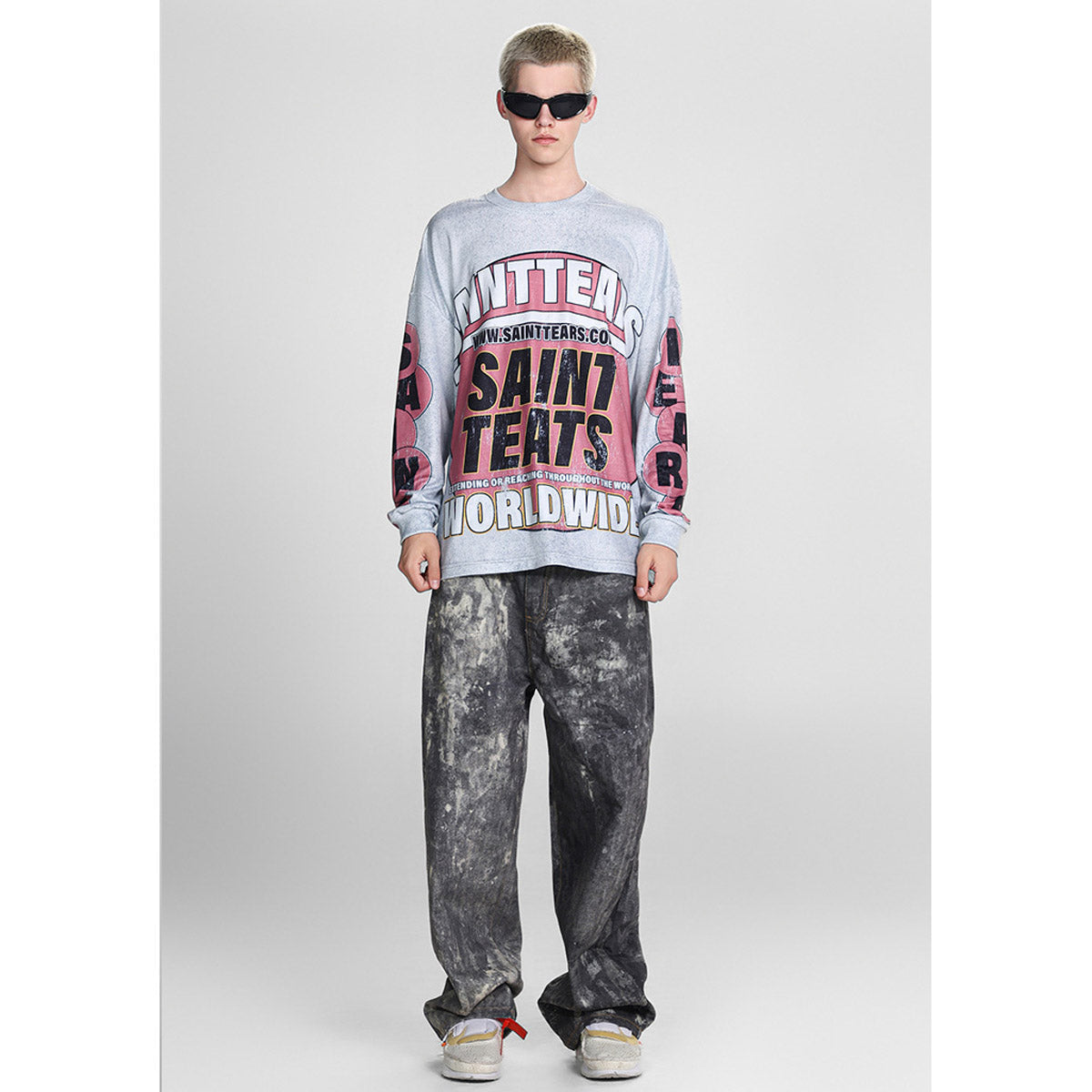 Mens Long Sleeve Shirt Saint Michael Loose Long Sleeve Shirt