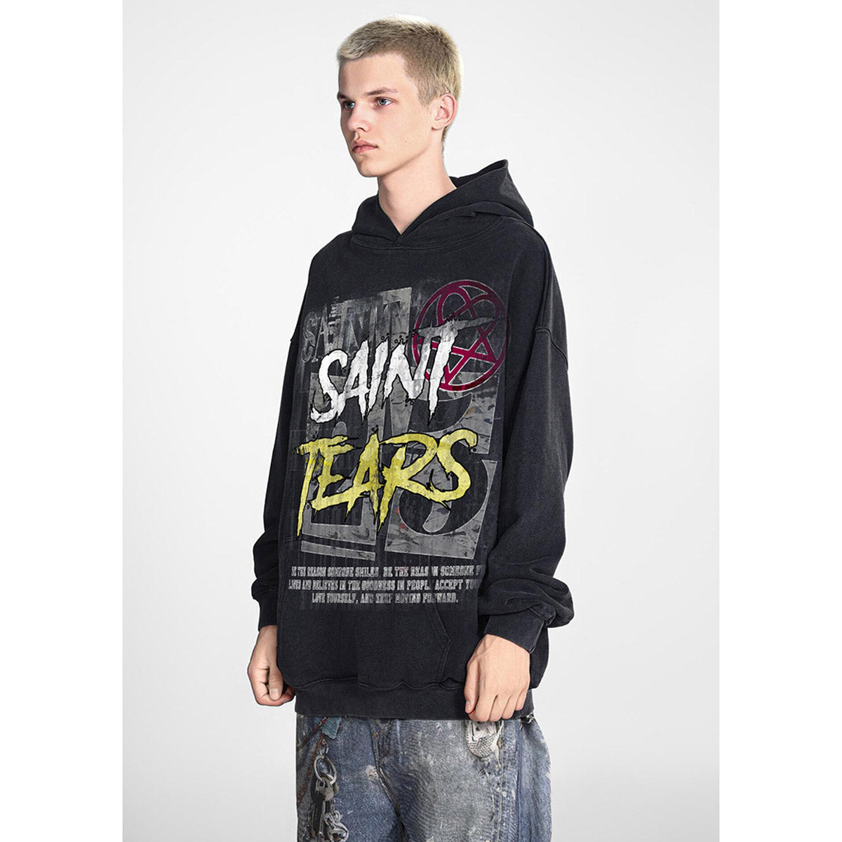 Unisex Hoodies Saint Michael Old Loose Hoodie